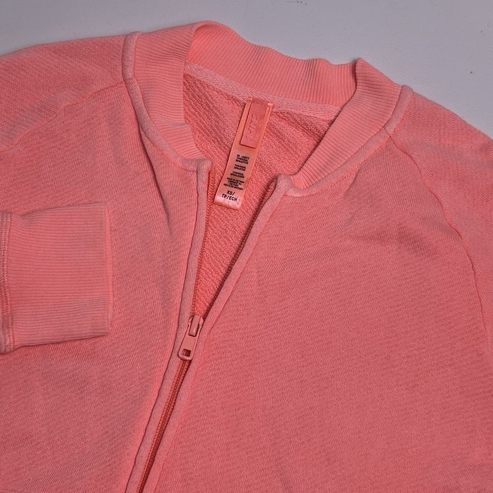 Skims Women's XS Neon Orange Modal French Terry Shrunken Crop Zip Up Jacket